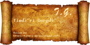 Timári Gergő névjegykártya